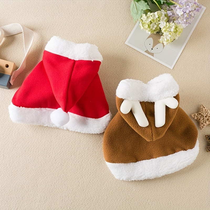 Cat Christmas Outfits, Dog Cat Santa Claus Outfit, Soft And Thick Xmas Cape With Hat, Christmas Cat Dog Costume Pet Cape, Cat Christmas Costumes For Cats, Medium Cat Cape For Cats